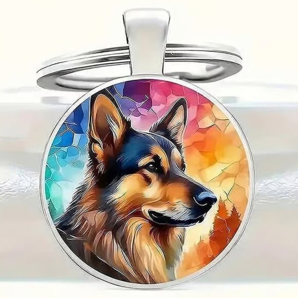 Stainless Steel GERMAN SHEPHERD DOG Keyring Keychain Accessory - Picture 1 of 3